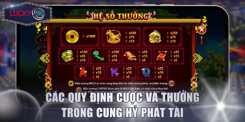 Các quy định cược và thưởng trong Cung Hỷ Phát Tài