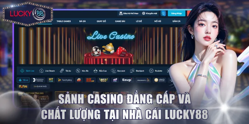 Sảnh Casino đẳng cấp và chất lượng tại nhà cái Lucky88