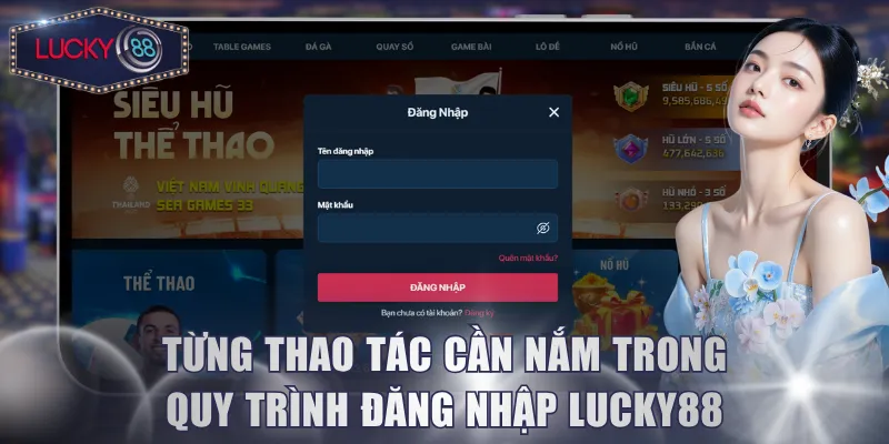 Từng thao tác cần nắm trong quy trình đăng nhập Lucky88